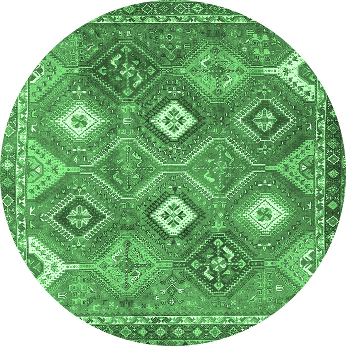Round Persian Emerald Green Traditional Rug, tr4635emgrn