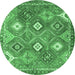 Round Persian Emerald Green Traditional Rug, tr4635emgrn