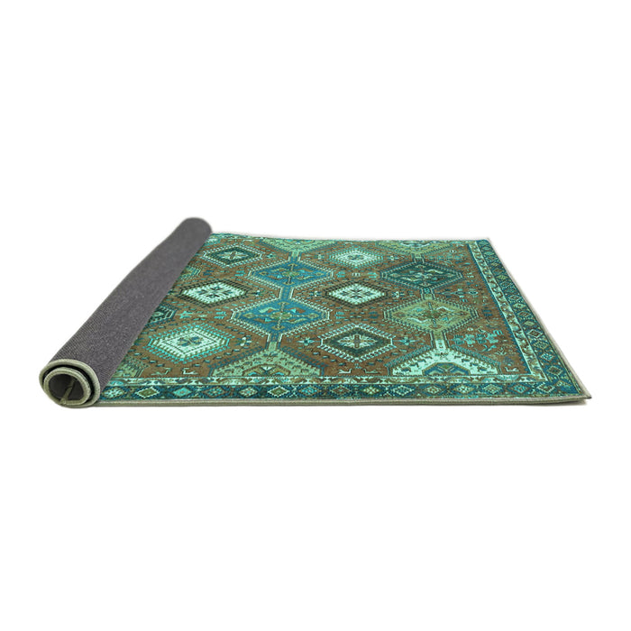 Sideview of Persian Turquoise Traditional Rug, tr4635turq