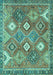 Machine Washable Persian Turquoise Traditional Area Rugs, wshtr4635turq