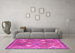 Machine Washable Persian Pink Traditional Rug in a Living Room, wshtr4635pnk