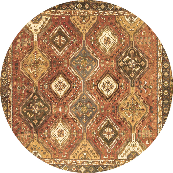 Round Persian Brown Traditional Rug, tr4635brn