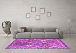 Machine Washable Persian Purple Traditional Area Rugs in a Living Room, wshtr4635pur