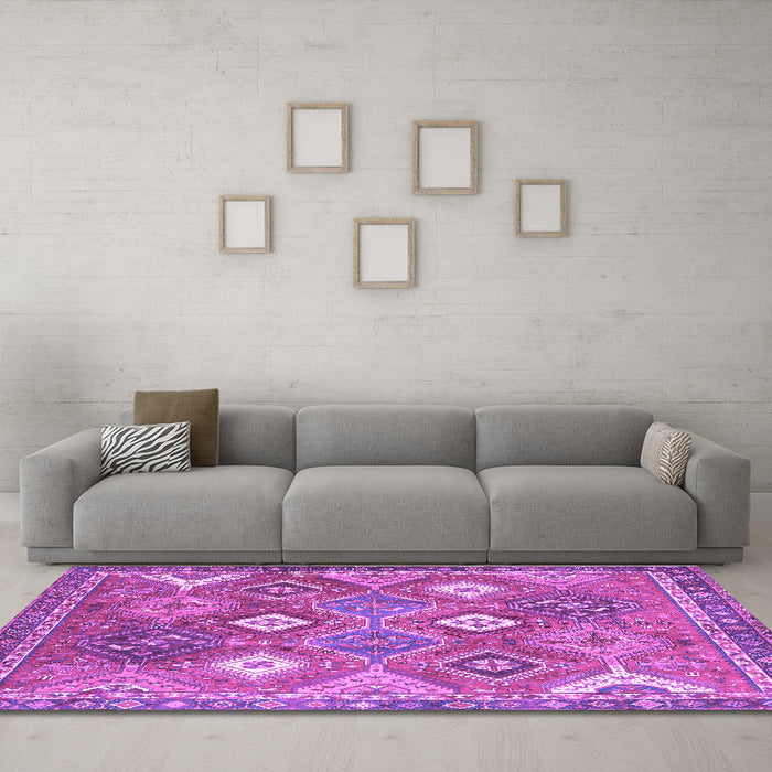 Machine Washable Persian Purple Traditional Area Rugs in a Living Room, wshtr4635pur