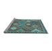 Sideview of Machine Washable Persian Light Blue Traditional Rug, wshtr4635lblu