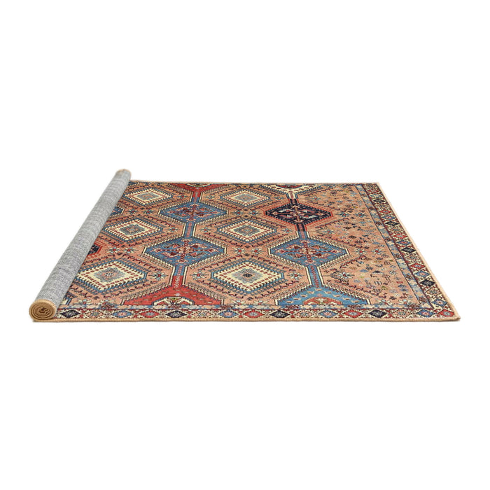 Sideview of Machine Washable Traditional Chestnut Brown Rug, wshtr4636