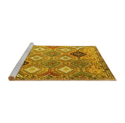Sideview of Machine Washable Persian Yellow Traditional Rug, wshtr4636yw