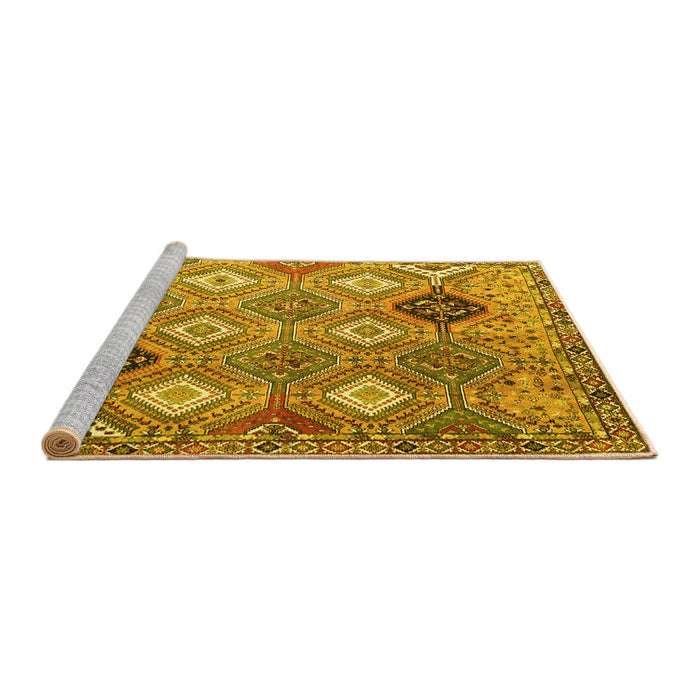 Sideview of Machine Washable Persian Yellow Traditional Rug, wshtr4636yw