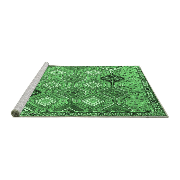 Sideview of Machine Washable Persian Emerald Green Traditional Area Rugs, wshtr4636emgrn