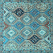 Square Machine Washable Persian Light Blue Traditional Rug, wshtr4636lblu