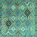 Square Persian Turquoise Traditional Rug, tr4636turq
