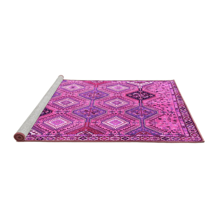 Sideview of Machine Washable Persian Pink Traditional Rug, wshtr4636pnk
