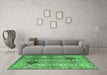 Machine Washable Persian Emerald Green Traditional Area Rugs in a Living Room,, wshtr4636emgrn