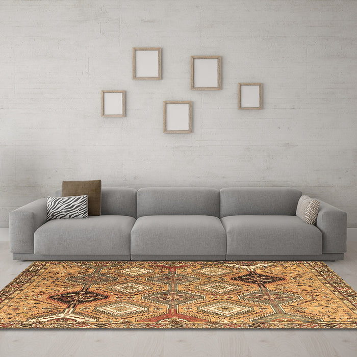 Machine Washable Persian Brown Traditional Rug in a Living Room,, wshtr4636brn