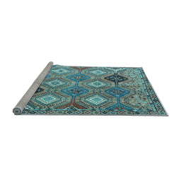 Sideview of Machine Washable Persian Light Blue Traditional Rug, wshtr4636lblu