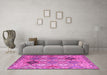 Machine Washable Persian Pink Traditional Rug in a Living Room, wshtr4636pnk