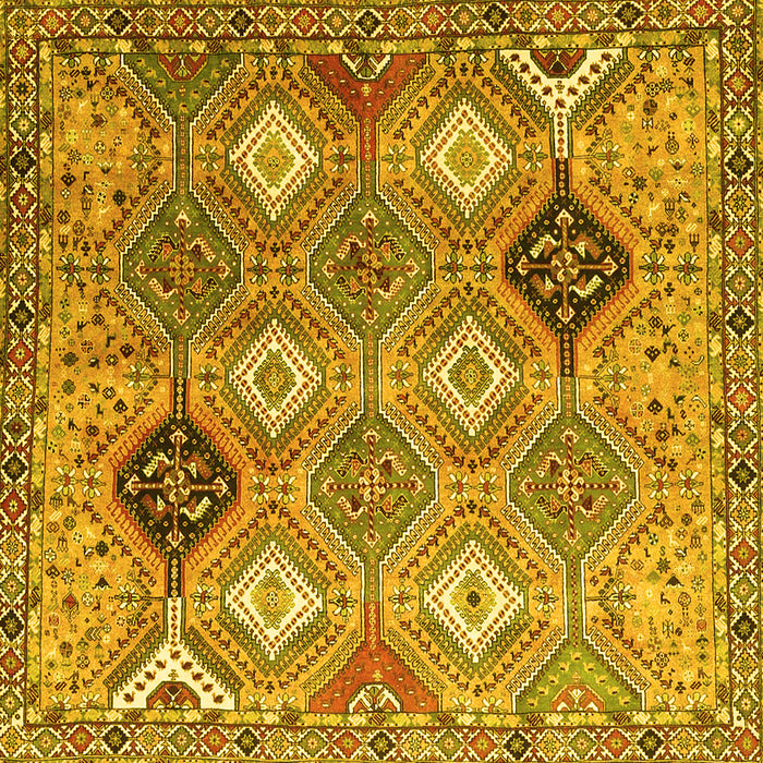 Square Persian Yellow Traditional Rug, tr4636yw