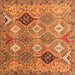 Round Machine Washable Persian Orange Traditional Area Rugs, wshtr4636org