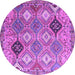 Round Machine Washable Persian Purple Traditional Area Rugs, wshtr4636pur