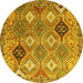 Round Persian Yellow Traditional Rug, tr4636yw