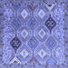 Square Machine Washable Persian Blue Traditional Rug, wshtr4636blu