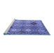 Sideview of Machine Washable Persian Blue Traditional Rug, wshtr4636blu