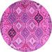 Round Persian Pink Traditional Rug, tr4636pnk