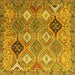 Square Machine Washable Persian Yellow Traditional Rug, wshtr4636yw