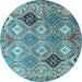 Round Machine Washable Persian Light Blue Traditional Rug, wshtr4636lblu