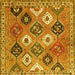 Square Machine Washable Persian Yellow Traditional Rug, wshtr4637yw