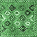 Square Machine Washable Persian Emerald Green Traditional Area Rugs, wshtr4637emgrn