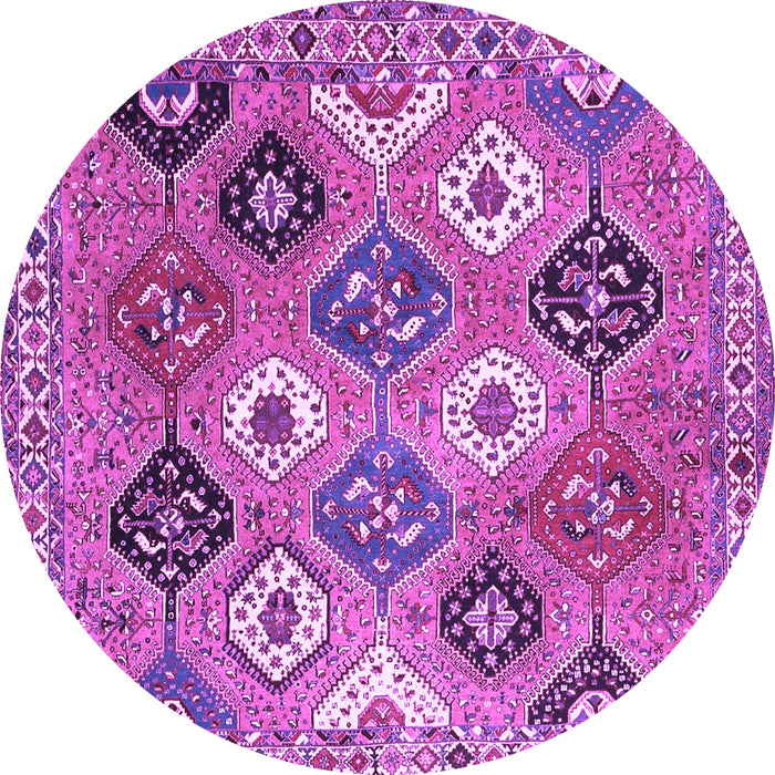 Round Persian Purple Traditional Rug, tr4637pur