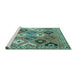 Sideview of Machine Washable Persian Turquoise Traditional Area Rugs, wshtr4637turq