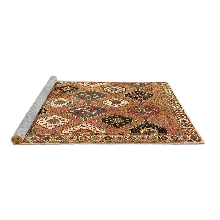 Sideview of Machine Washable Persian Brown Traditional Rug, wshtr4637brn