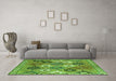 Machine Washable Persian Green Traditional Area Rugs in a Living Room,, wshtr4637grn