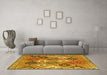 Machine Washable Persian Yellow Traditional Rug in a Living Room, wshtr4637yw