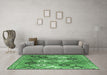 Machine Washable Persian Emerald Green Traditional Area Rugs in a Living Room,, wshtr4637emgrn