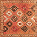 Round Machine Washable Persian Orange Traditional Area Rugs, wshtr4637org