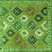 Round Machine Washable Persian Green Traditional Area Rugs, wshtr4637grn