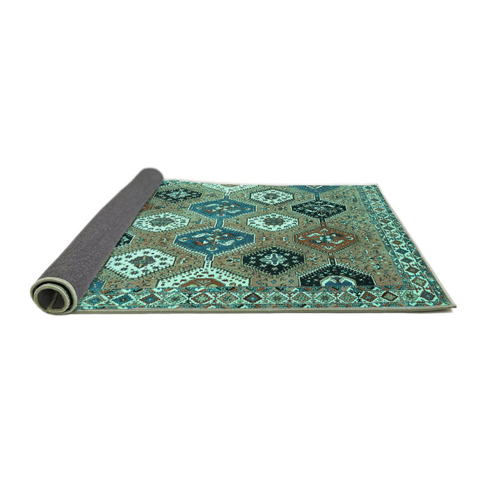 Sideview of Persian Turquoise Traditional Rug, tr4637turq