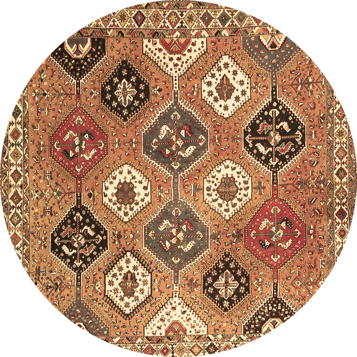 Round Persian Brown Traditional Rug, tr4637brn