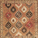 Square Machine Washable Persian Brown Traditional Rug, wshtr4637brn