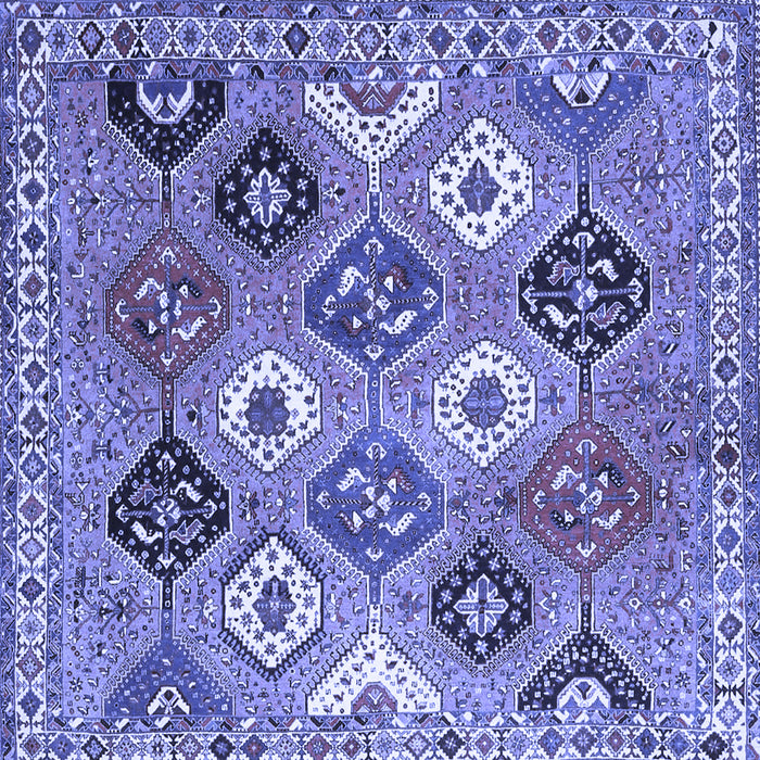 Square Machine Washable Persian Blue Traditional Rug, wshtr4637blu