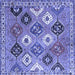 Square Machine Washable Persian Blue Traditional Rug, wshtr4637blu