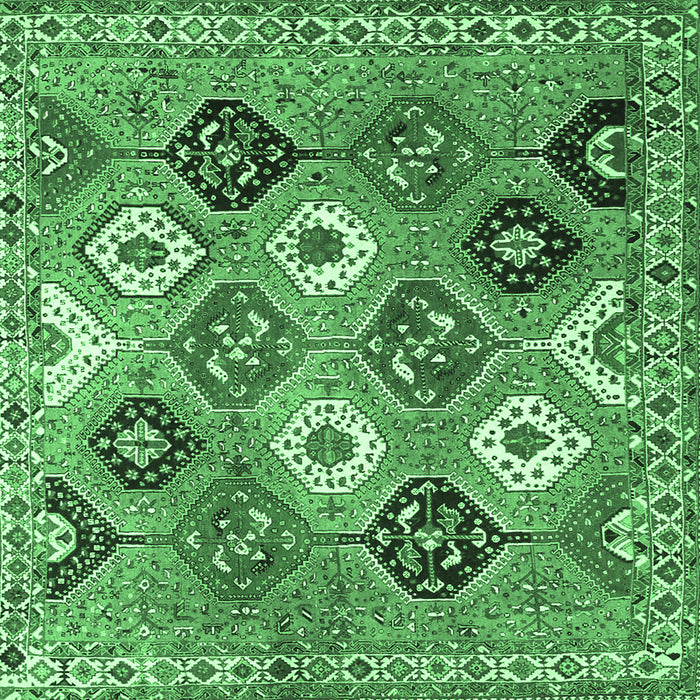 Square Persian Emerald Green Traditional Rug, tr4637emgrn