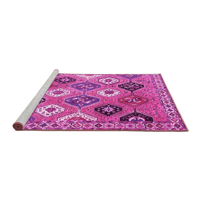 Sideview of Machine Washable Persian Pink Traditional Rug, wshtr4637pnk