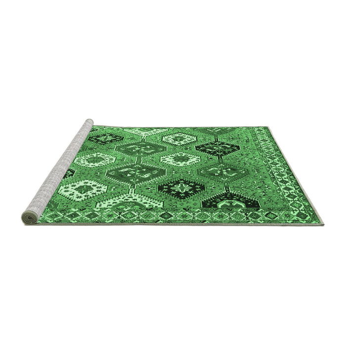 Sideview of Machine Washable Persian Emerald Green Traditional Area Rugs, wshtr4637emgrn