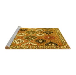 Sideview of Machine Washable Persian Yellow Traditional Rug, wshtr4637yw