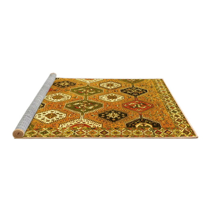 Sideview of Machine Washable Persian Yellow Traditional Rug, wshtr4637yw