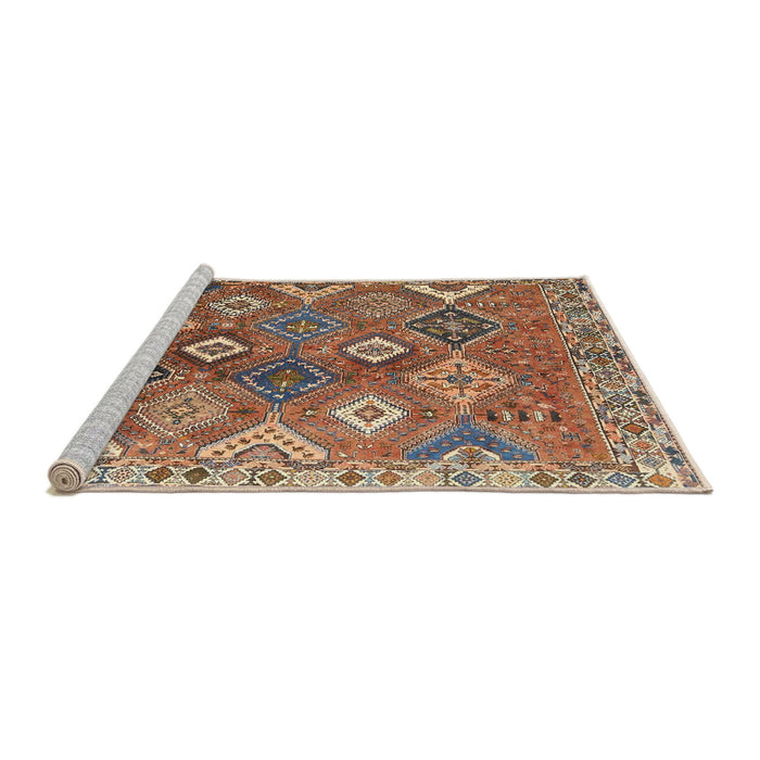 Sideview of Machine Washable Traditional Dark Sienna Brown Rug, wshtr4638